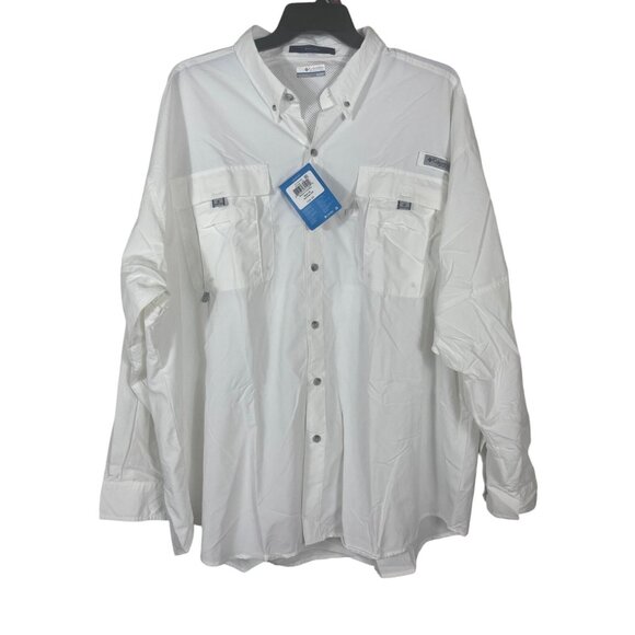 Columbia PFG Mens Bahama II Long Sleeve Shirt 3X White 50 UPF Sun Protection - Picture 1 of 10